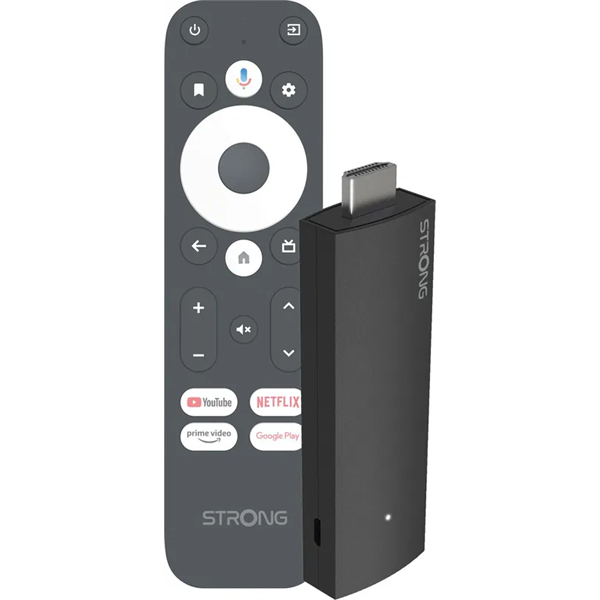 STRONG LEAP-UNA Android TV Stick, 2k felbontás, 2-1ben távirányító, BT csatlakozási lehetőség, Streaming