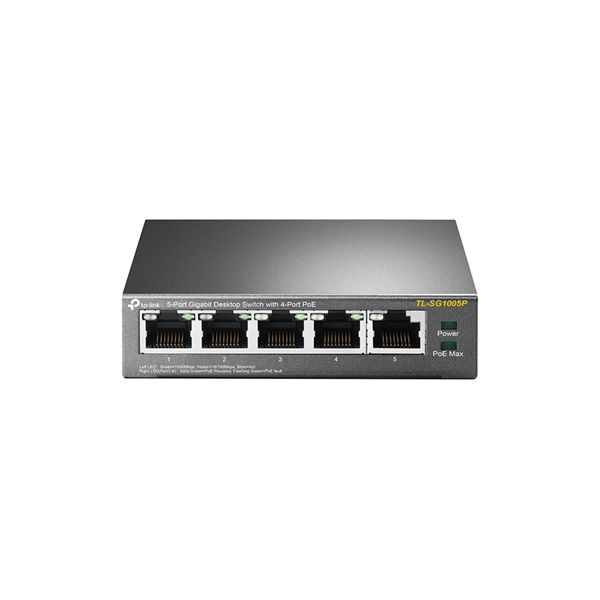 TP-LINK 5-Portos gigabites asztali switch 4 PoE porttal (TL-SG1005P)