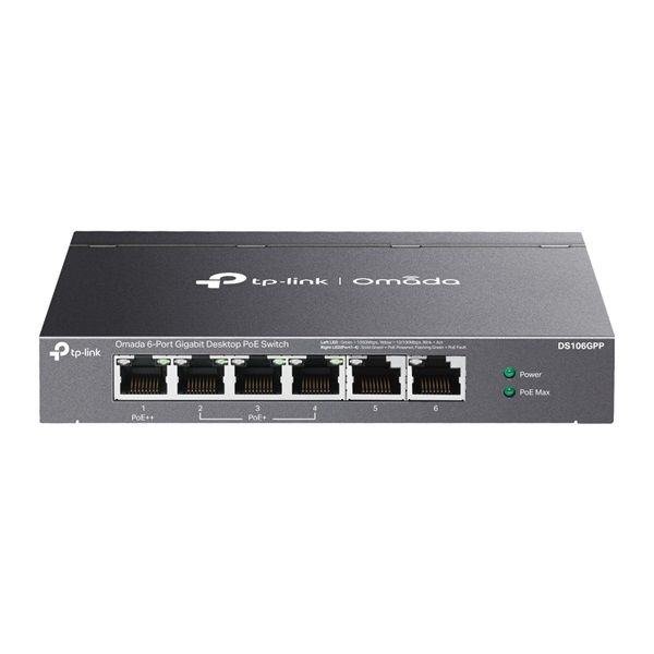 TP-LINK Omada DS106GPP Switch 6x1000Mbps(3xPOE+/1xPOE++) Fémházas