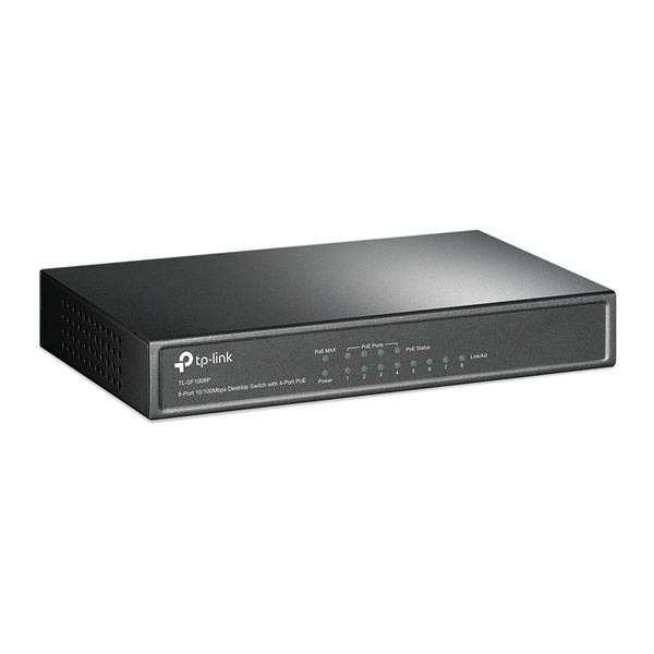 TP-LINK 8 portos (4xPOE) Fémházas Asztali Switch (TL-SF1008P)