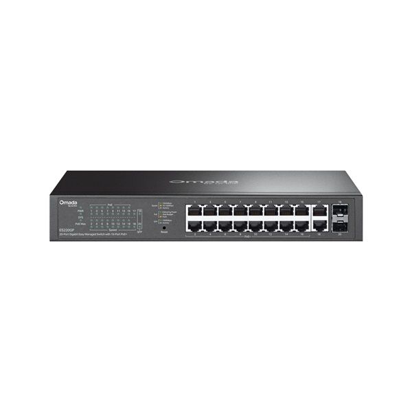 TP-LINK Omada ES220GP Fémházas Easy Smart Switch, 20x1000Mbps(16xPOE+) + 2xSFP