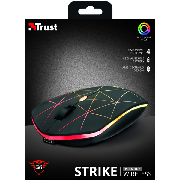 TRUST GXT 117 Strike Vezeték nélküli Gaming Egér (22625) fekete