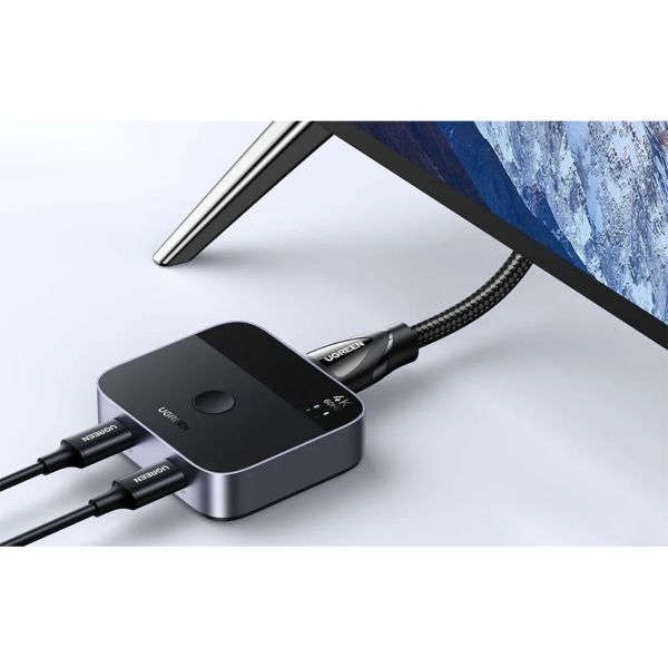 UGREEN AW502 2 az 1-ben switch, 2x USB-C–HDMI, 4K 60Hz