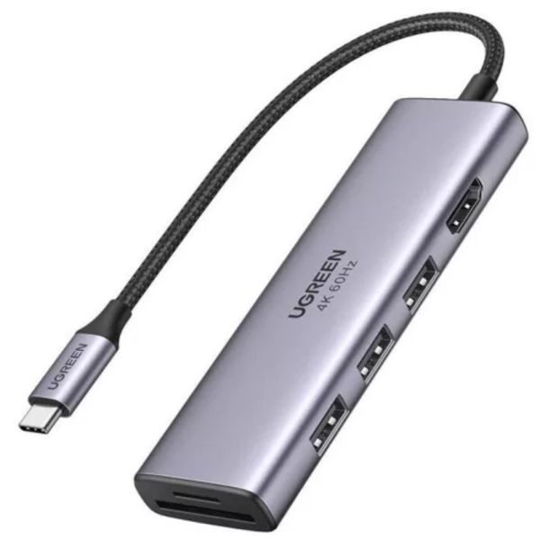 UGREEN CM195 USB-C–HDMI adapter HUB, 2x USB-A 3.0, SD/TF, PD