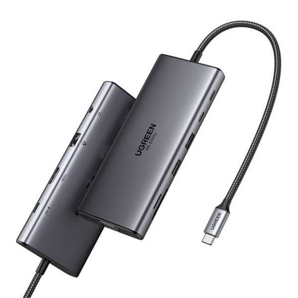 UGREEN CM639 USB-C HUB, HDMI, VGA, 2x USB-C 3.2 10Gbps, 2x USB, SD/TF, RJ45, AUX 3.5mm, PD, 4K 60 Hz