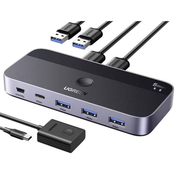 UGREEN CM662 USB 3.0 switch, 2X4 kimenet (fekete)