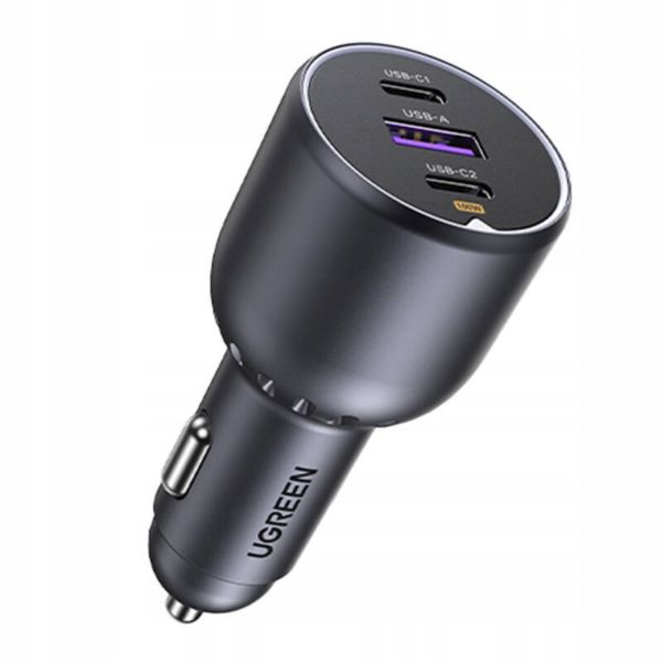 UGREEN EC705 autós töltő, USB + 2x USB-C, 130 W + 1m 5A kábel