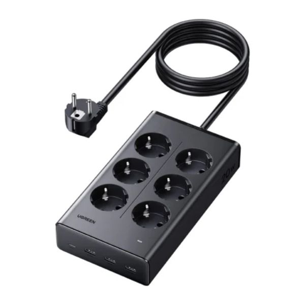 UGREEN S622 elosztó, 20 W, 6x AC, 3x USB, USB-C, 1,5 m-es kábel