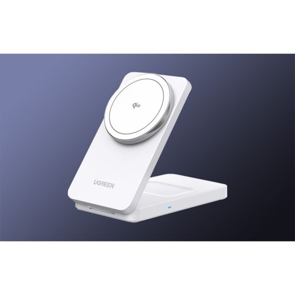 UGREEN W706 mágneses 2 az 1-ben vezeték nélküli töltő, MagSafe W706, 15W (fehér)