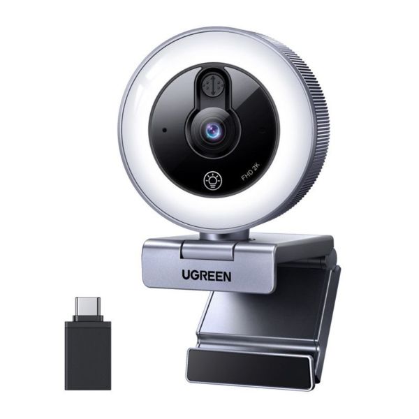 UGREEN CM910 webkamera, 2K, 30 FPS, USB, LED-es megvilágítás, beépített mikrofon