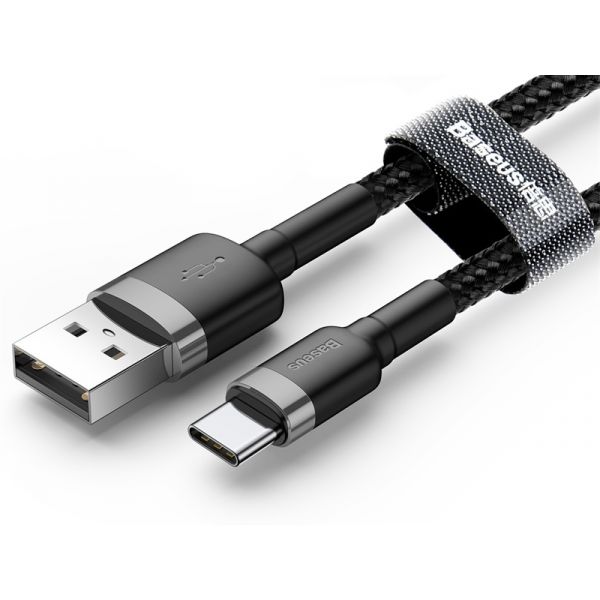 Baseus Cafule USB - Type-C 1m gyorstöltő adatkábel (CATKLF-BG1) szürke/fekete