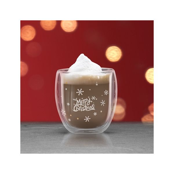 Family Christmas 57176E karácsonyi duplafalú üvegpohár 300ml