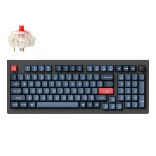 Keychron V5 Max Bluetooth / vezeték nélküli HU Gateron Jupiter Red mechanikus billentyűzet, fekete (V5M-D1Z-HU)