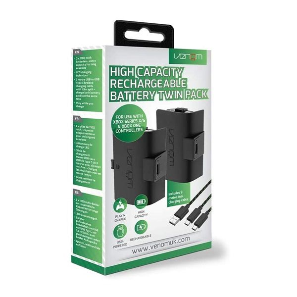 Venom Xbox Series S/X 2 db 1100 mAh Akkumulátor + 3 m Töltő kábel Fekete (VS2883)