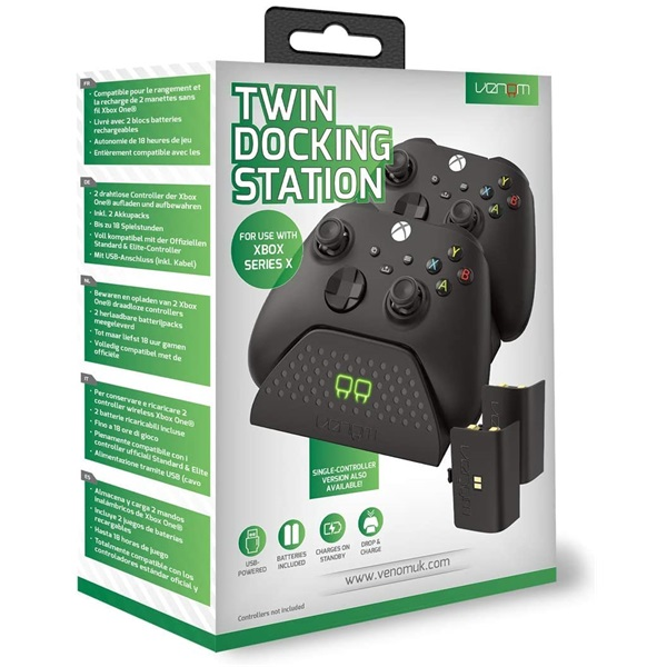 Venom Xbox Series S/X Dupla Töltő állomás + 2 db akkumulátor Fekete (VS2881)
