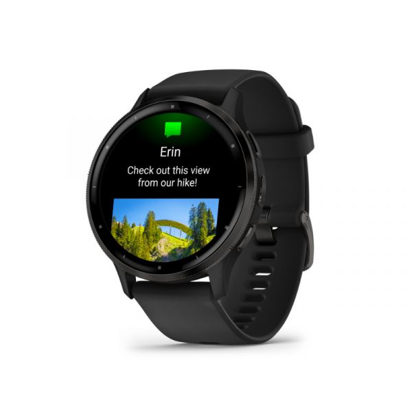 GARMIN Venu 3 okosóra fekete, bőr és szilikon szíjjal (505352)