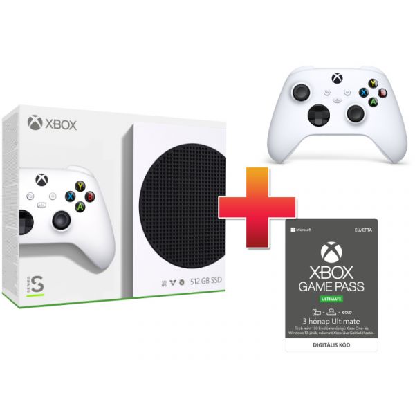 Xbox Series S 512 GB Konzol + Fehér Kontroller + Game Pass Ultimate 3 hónap