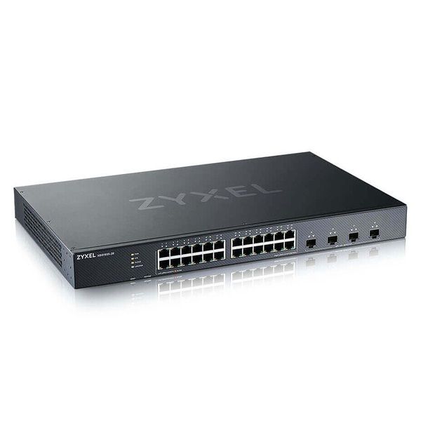 ZYXEL Switch 24x1000Mbps + 4x10G SFP+, Fémházas Menedzselhető, Rackes (XGS1935-28-EU0101F)