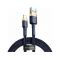 BASEUS CAFULE adatkábel (USB - lightning, 2.4A, gyorstöltő, 100cm, cipőfűző) SÖTÉTKÉK