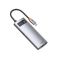 BASEUS Type-C HUB 6in1 (aktív, elosztó, HDMI+3 USB+Type-C+RJ45 aljzat, PD gyorstöltő) SÖTÉTSZÜRKE
