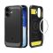 SPIGEN RUGGED ARMOR szilikon telefonvédő (ütésállóság, légpárnás sarok, karbon minta, MagSafe) FEKETE (ACS09975)