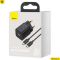 Baseus Super Si hálózati gyorstöltő 25W, USB Type-C, fekete + 3A USB Type-C, 1m kábel (TZCCSUP-L01)