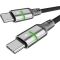AVAX CB633 STEELY LED 60W USB-C gyorstöltő kábel, fonott, fekete - 2m