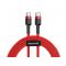 Baseus Cafule USB-C – USB-C 60W 1m gyorstöltő adatkábel (CATKLF-G09) piros