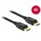 DeLock Displayport 1.2 male/male 4K 3m összekötő kábel (83807)