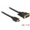 DeLock HDMI Male - DVI 24+1 Male kétirányú kábel 1m