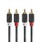 Nedis CABW24200AT05 sztereo audió kábel 2x RCA férfi, 2x RCA férfi, Aranyozott, 0,50 m , kerek, Antracit