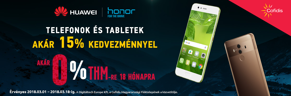 Akár -15% kedvezmény és 0% THM Huawei és Honor telefonokra!