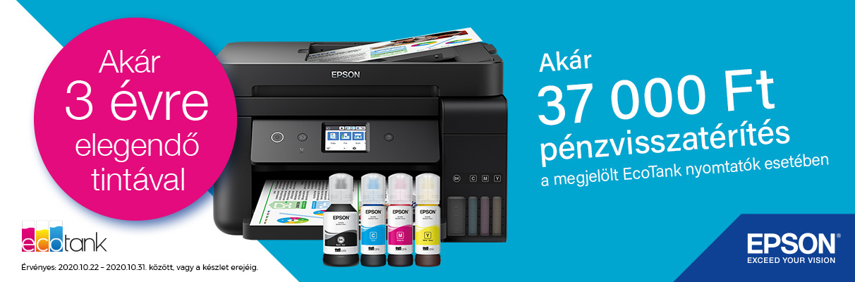 Epson Ecotank kuponnapok! Epson pénzvisszatérítés promóció!