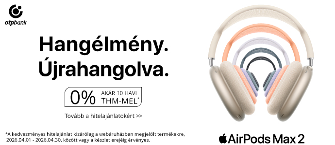 Apple AirPods Max 2 Hangélmény. Újrahangolva. Előrendelés akár 10 havi 0% THM-mel. Az ajánlat 2026.04.01. és 2026.04.30. között vagy a készlet erejéig érvényes. Apple AirPods Max 2 Hangélmény. Újrahangolva. Előrendelés akár 10 havi 0% THM-mel. Az ajánlat 2026.04.01. és 2026.04.30. között vagy a készlet erejéig érvényes.