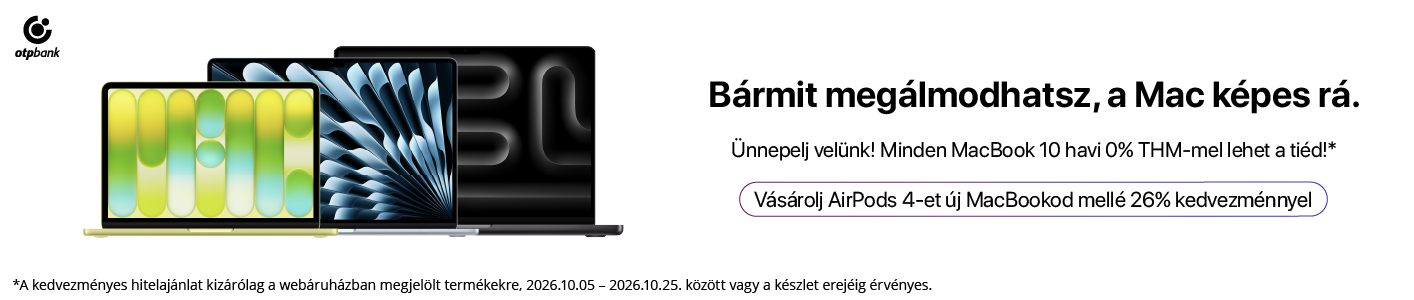 Vásárolj AirPods 4-et új MacBookod mellé 26% kedvezménnyel